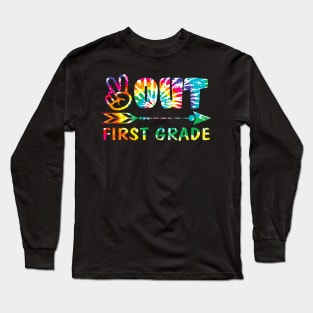 Peace out First Grade Tie Dye Design Matching Gift for First Grade Graduates, Parents and Teachers Long Sleeve T-Shirt